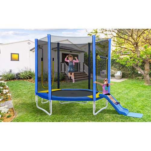 7FT Trampoline for Kids with Safety Enclosure Net ...