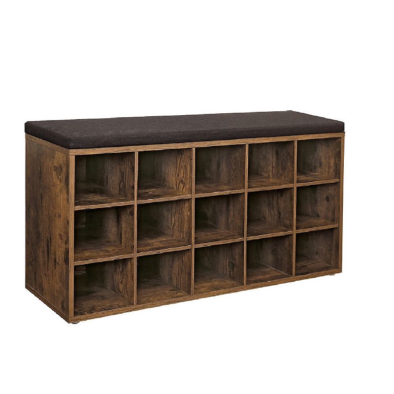 Shoe Bench with Cushion， 15-Cube Storage Bench