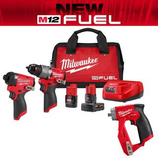 MW M12 FUEL 12-Volt Cordless Hammer Drill  Impact Driver Combo Kit with M12 FUEL 4-in-1 Installation 38 in. Drill Driver 3497-22-2505-20