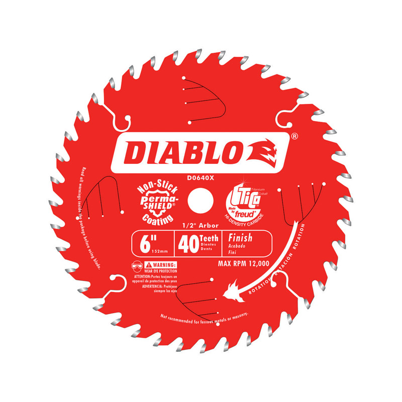 Diablo 6 in. D X 1/2 in. TiCo Hi-Density Carbide Finishing Saw Blade 40 teeth 1 pc