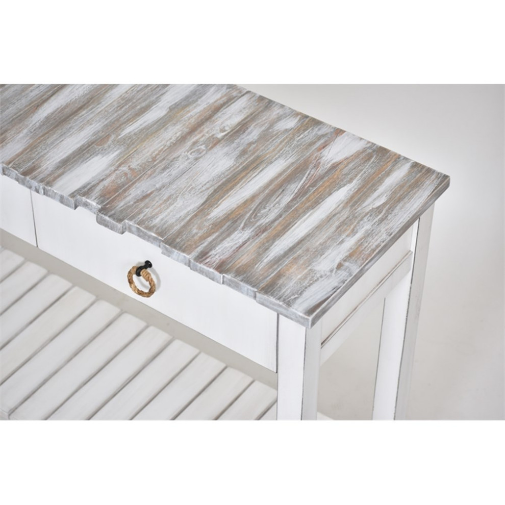 Sea Wind Florida Picket Fence Wood Console Table with Drawers in White/Gray   Console Tables   by Homesquare  Houzz