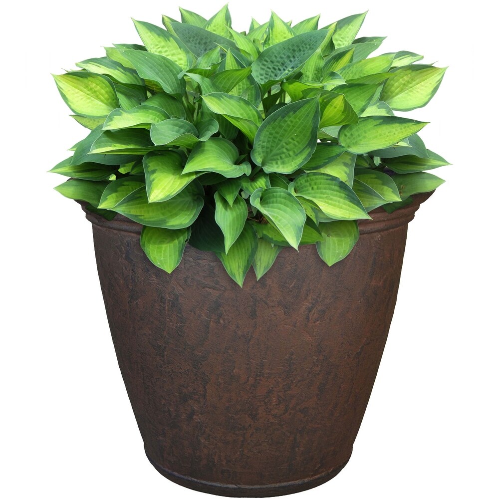 Sunnydaze Anjelica Outdoor Double Walled Flower Pot Planter   Rust   16\