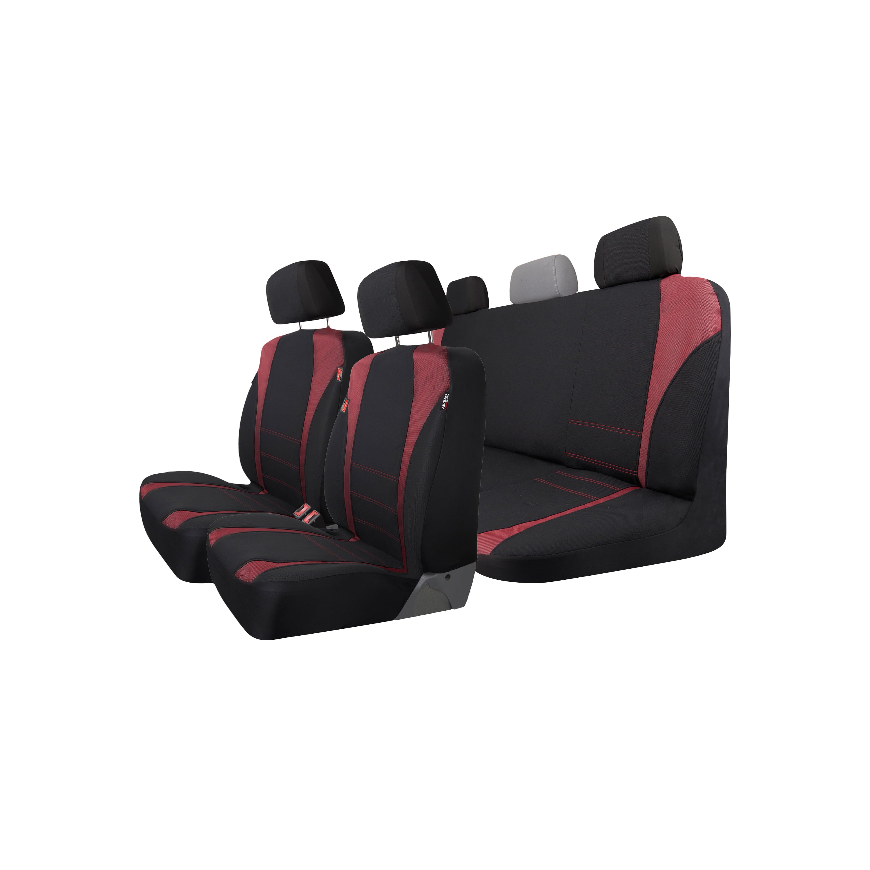 Genuine Dickies 3 Piece Truck Sport Seat Covers， Black and Red， 43640WDC