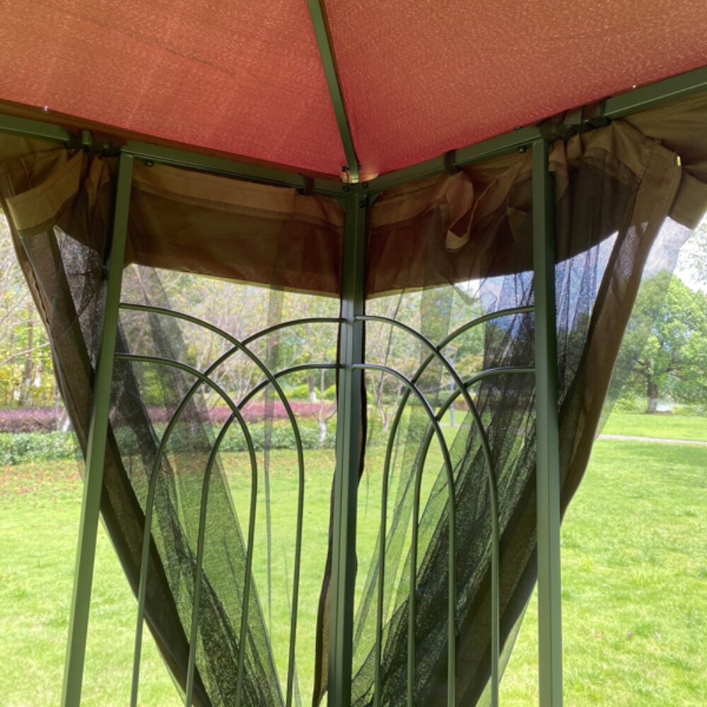 Outdoor Patio Gazebo Canopy Tent With Ventilated Double Roof And Mosquito Net  Suitable for Lawn