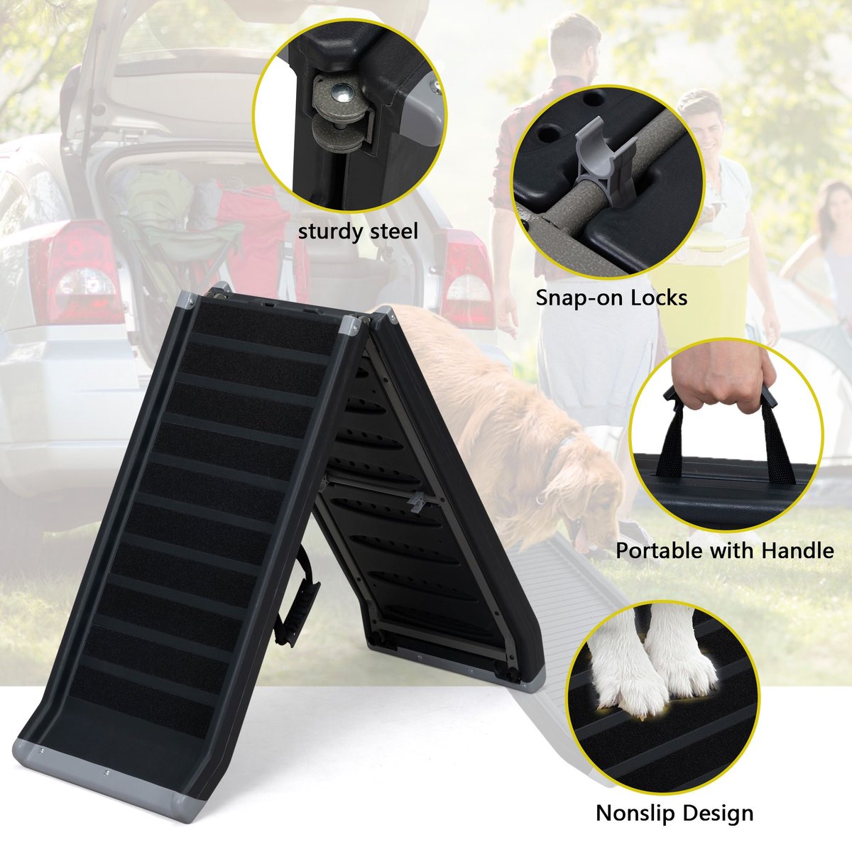 Coziwow by Jaxpety Heavy Duty Foldable Dog Car Ramp， 63-in