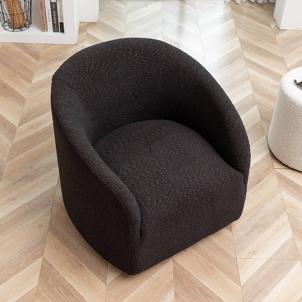 Modern Boucle Upholstered Swivel Barrel Armchair