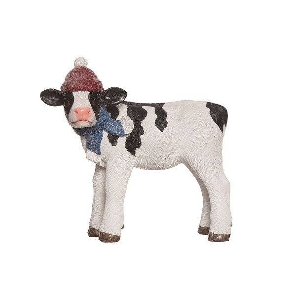 Transpac Resin 8.2 in. White Christmas Farm Animals with Hats Figurine