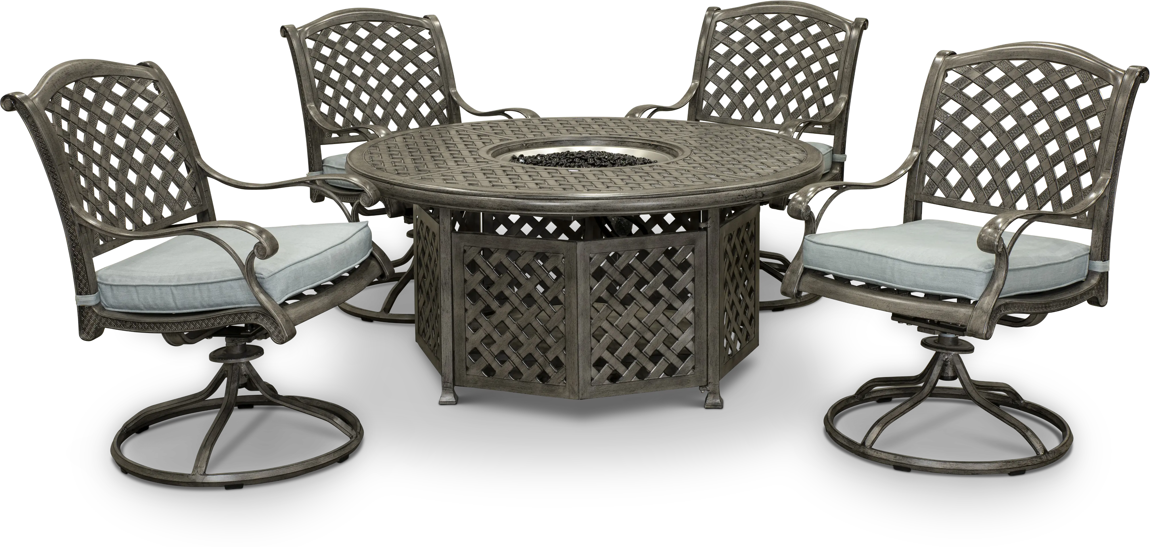 Macan Gray Metal 5 Piece Fire Pit Set