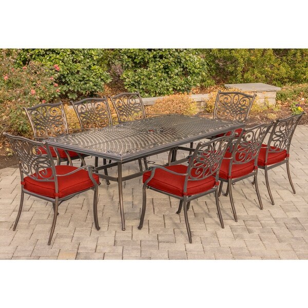 Cambridge Seasons 9Piece Dining Set with 8 Stationary Chairs and a 42in. x 84In. Table in Red