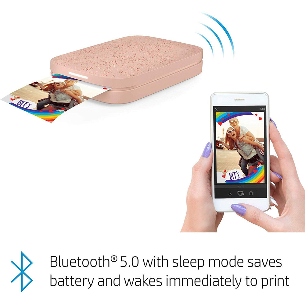 HP Sprocket Portable Photo Printer (Blush) – Instantly Print 2x3” Sticky-backed Photos from Your Phone