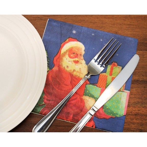 100PC Christmas Themed Disposable Paper Party Napkins Festive Santa Claus Print