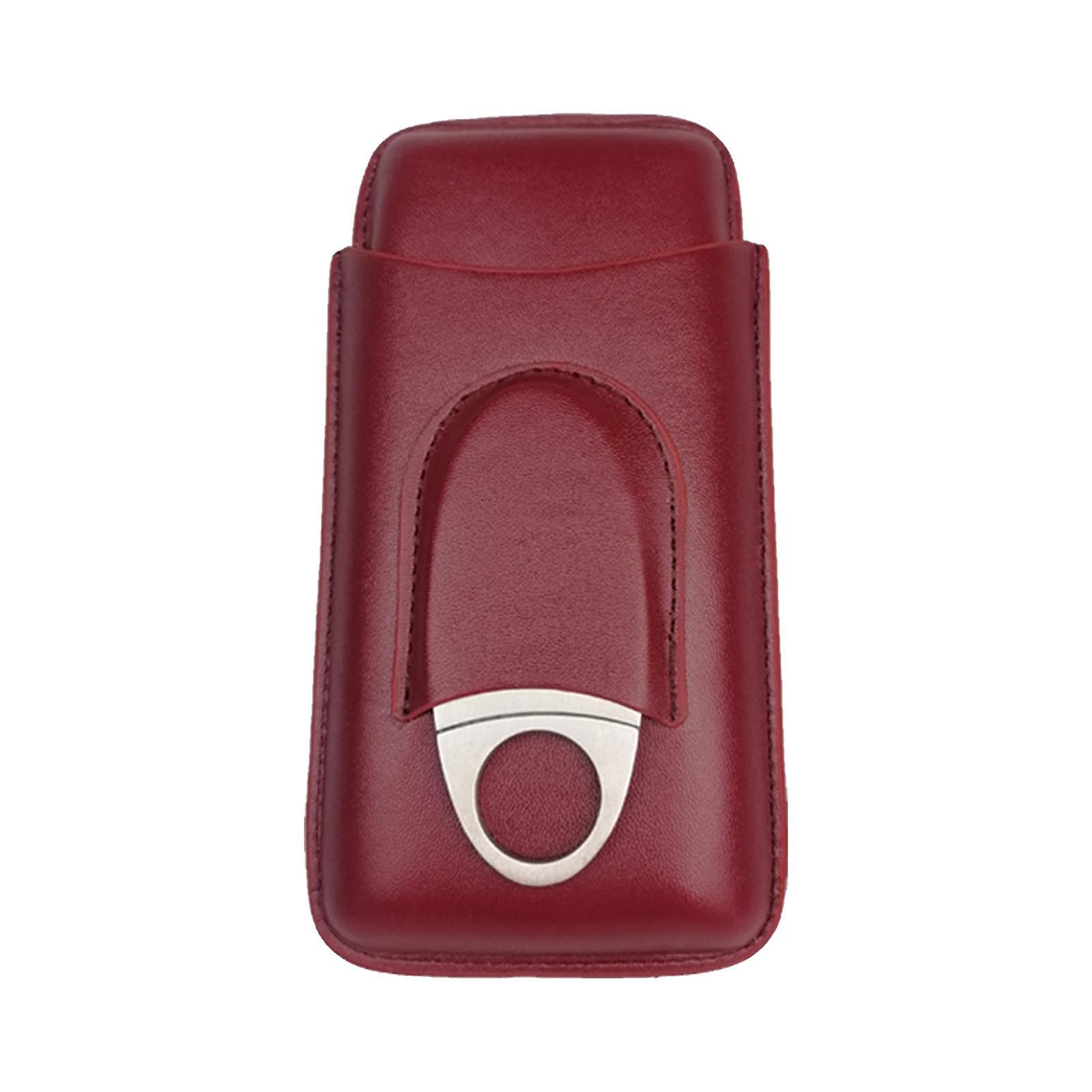 3 Tube Holder Wear Resistant Leather Case For Anniversary Wedding A Birthday Dark Red