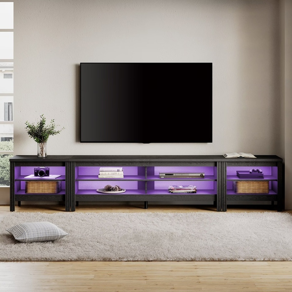 Black TV Stand for 75/85/100 Inch TV， Television Stand and End Table Set