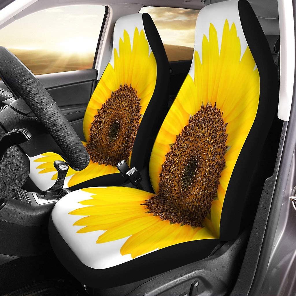 Set Of 2 Car Seat Covers Yellow Clipping Sunflower Path Color Common Daisy Flower Universal Auto Front Seats Protector Fits