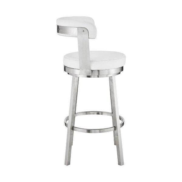 Swivel Counter Barstool with Curved Open Back and Metal Legs