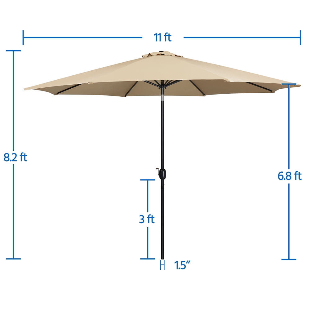 Yaheetech 11FT 8 Ribs Patio Market Umbrella W/ Push Button Tilt and Crank for Outdoor, Tan