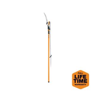 Fiskars PowerLever 1-18 in. Cut Capacity Steel Saw Blade 15 in. Fiberglass Pole 14 ft. Tree Pruner 393981-1002