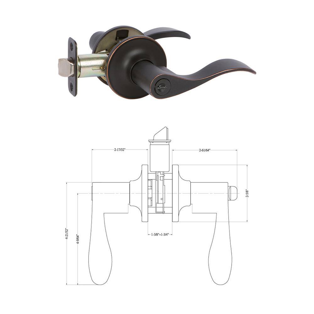 DELANEY HARDWARE Callan Bennett Edged Oil Rubbed Bronze Keyed Entry Door Handle BN5107R