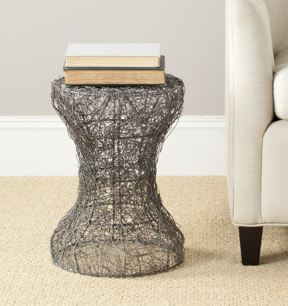 Aggie Woven Wire Accent Table  Antique Zinc   Industrial   Side Tables And End Tables   by Rustic Home Furniture Deco  Houzz