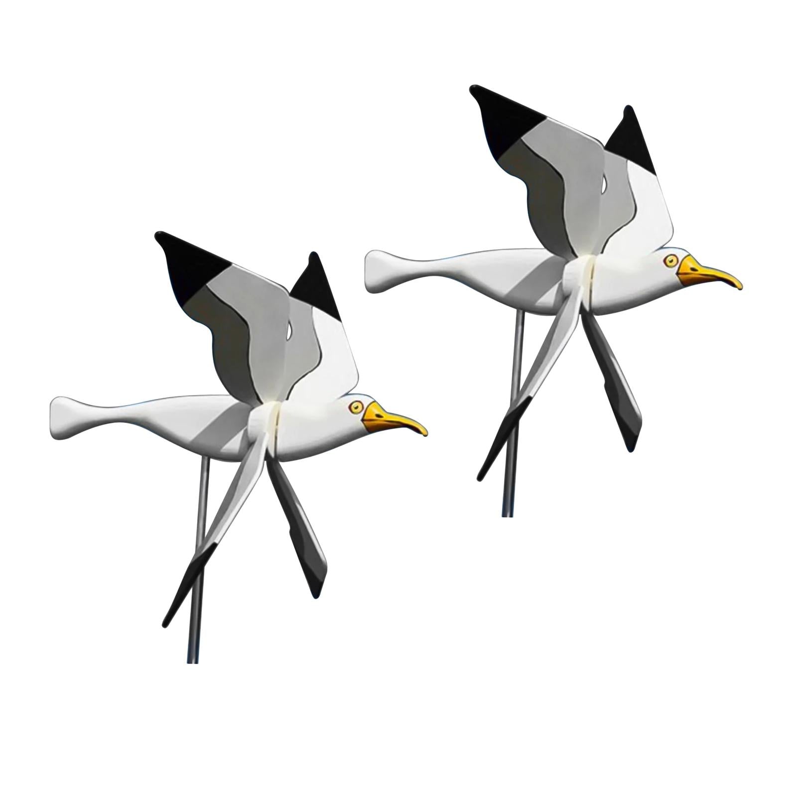 2 Pieces Seagull Windmill Garden Ornaments for Patio Outdoor Garden Decoration