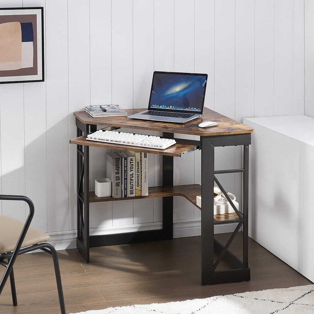 VECELO Triangle Corner Desk  Office/Computer/Writing Desk for Student Apartments