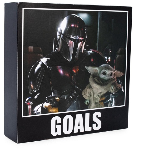 Silver Buffalo Star Wars The Mandalorian Goals 6 X 6 Inch Wood Box Sign