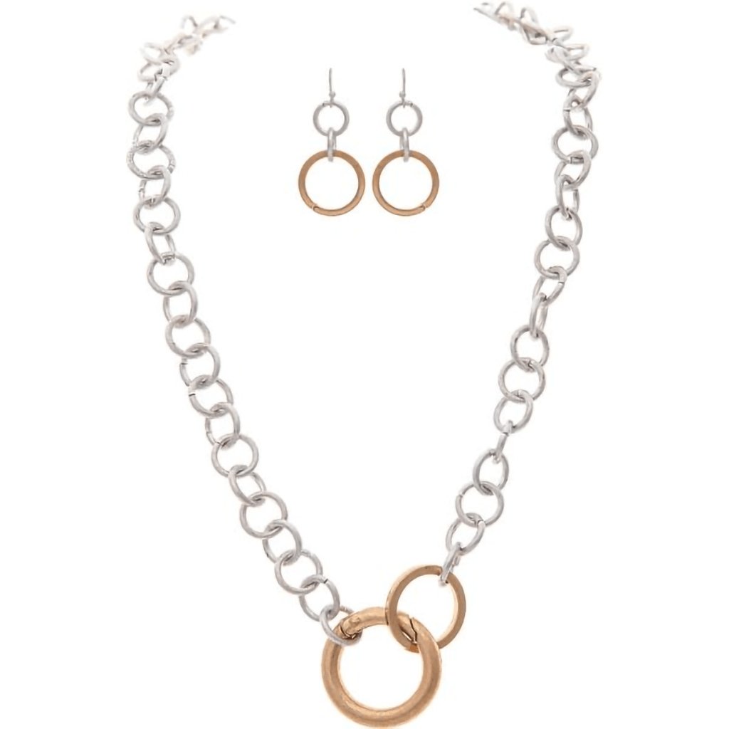 Rain  Two Tone Circles Circles Circles Necklace Set