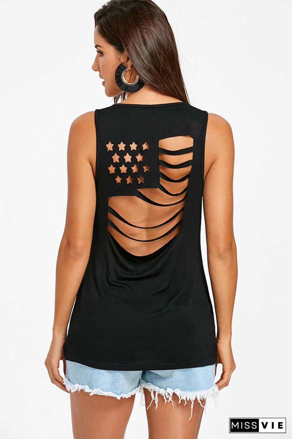 Amercian Flag Hollow-out Tank Top