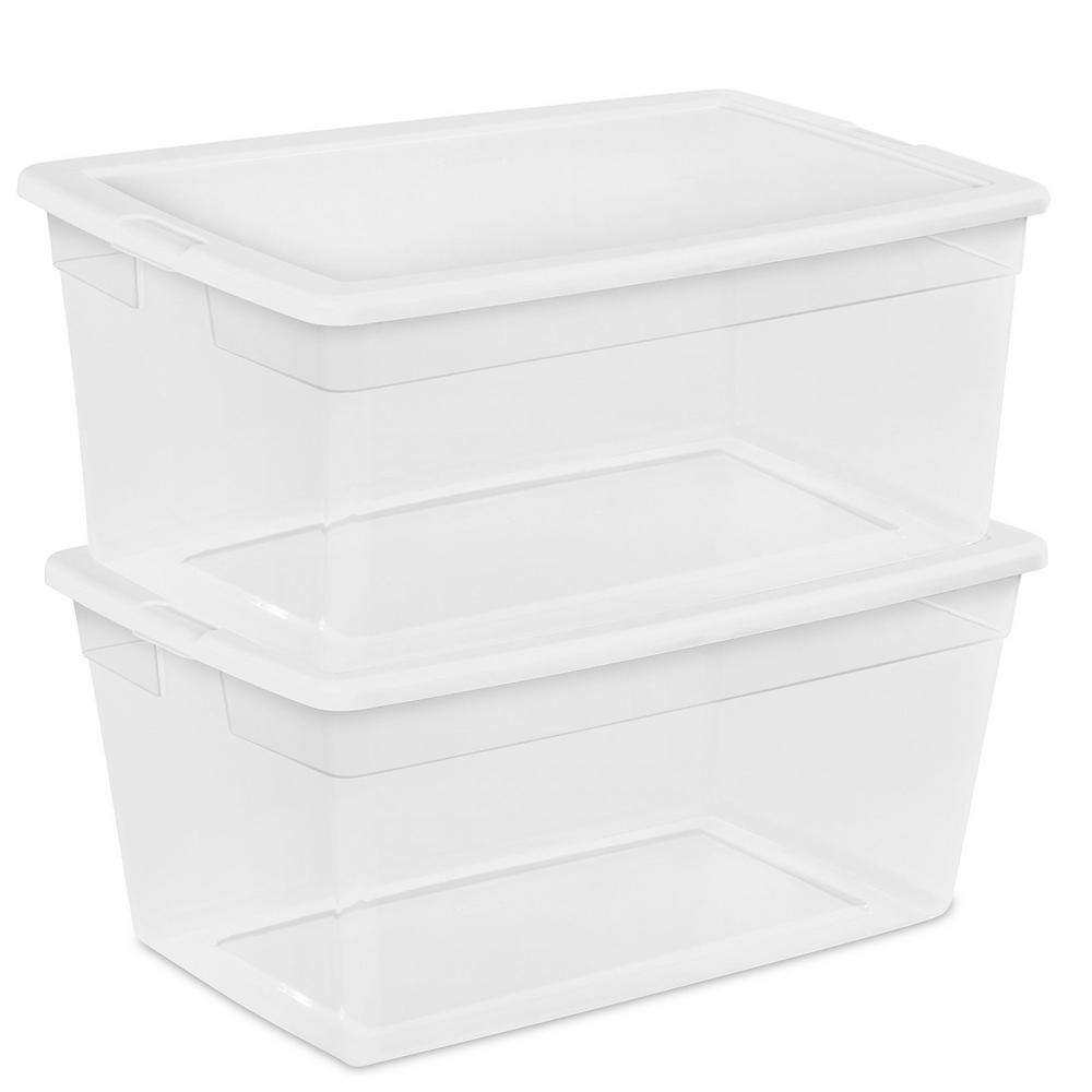 Sterilite 90 Qt. Storage Box with Clear Base and White Lid (4-Pack) 4 x 16668004