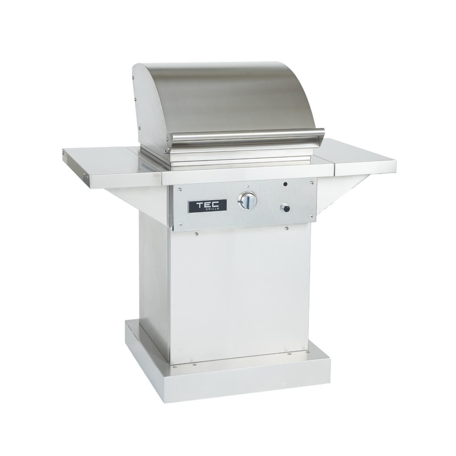 TEC Sterling Patio FR 26-Inch Infrared Propane Gas Grill On Stainless Pedestal W/ Red Knobs