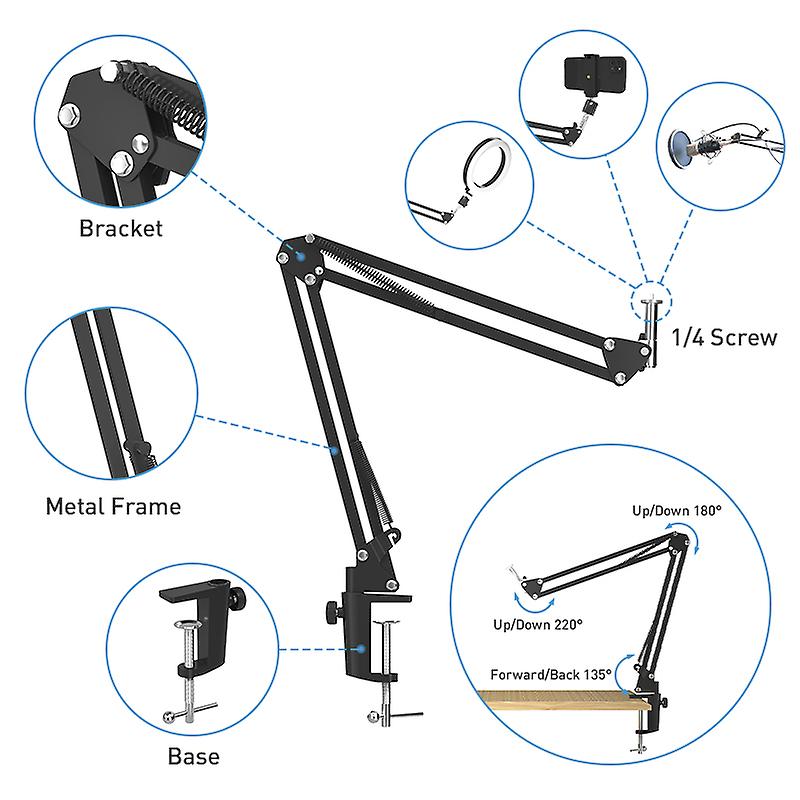 Photographic Lighting Stand ，long Arm Tripod For Led Ring Light With 1/4 Screw For Phone Ring Light For Laser Level