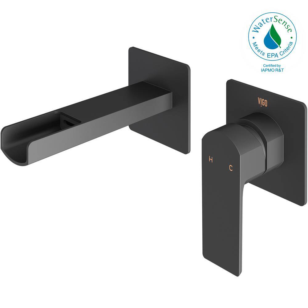 VIGO Atticus Single Handle Wall Mount Bathroom Faucet in Matte Black VG05005MB