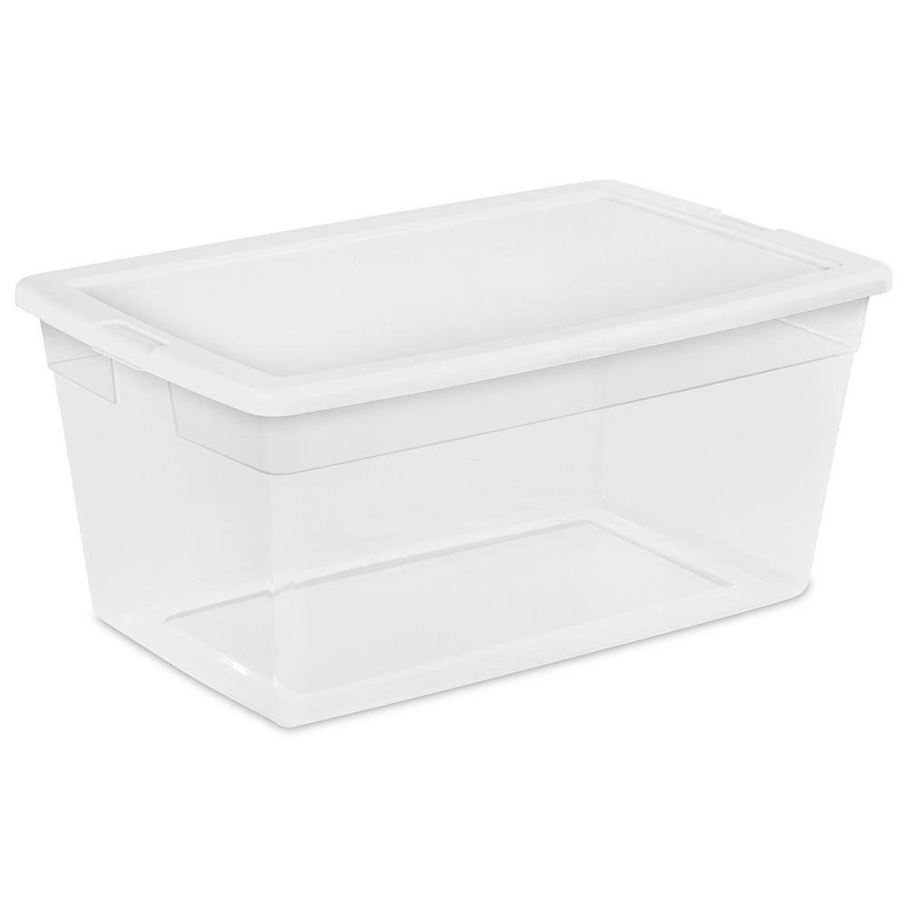 Sterilite 90 Qt. Storage Box with Clear Base and White Lid (4-Pack) 4 x 16668004