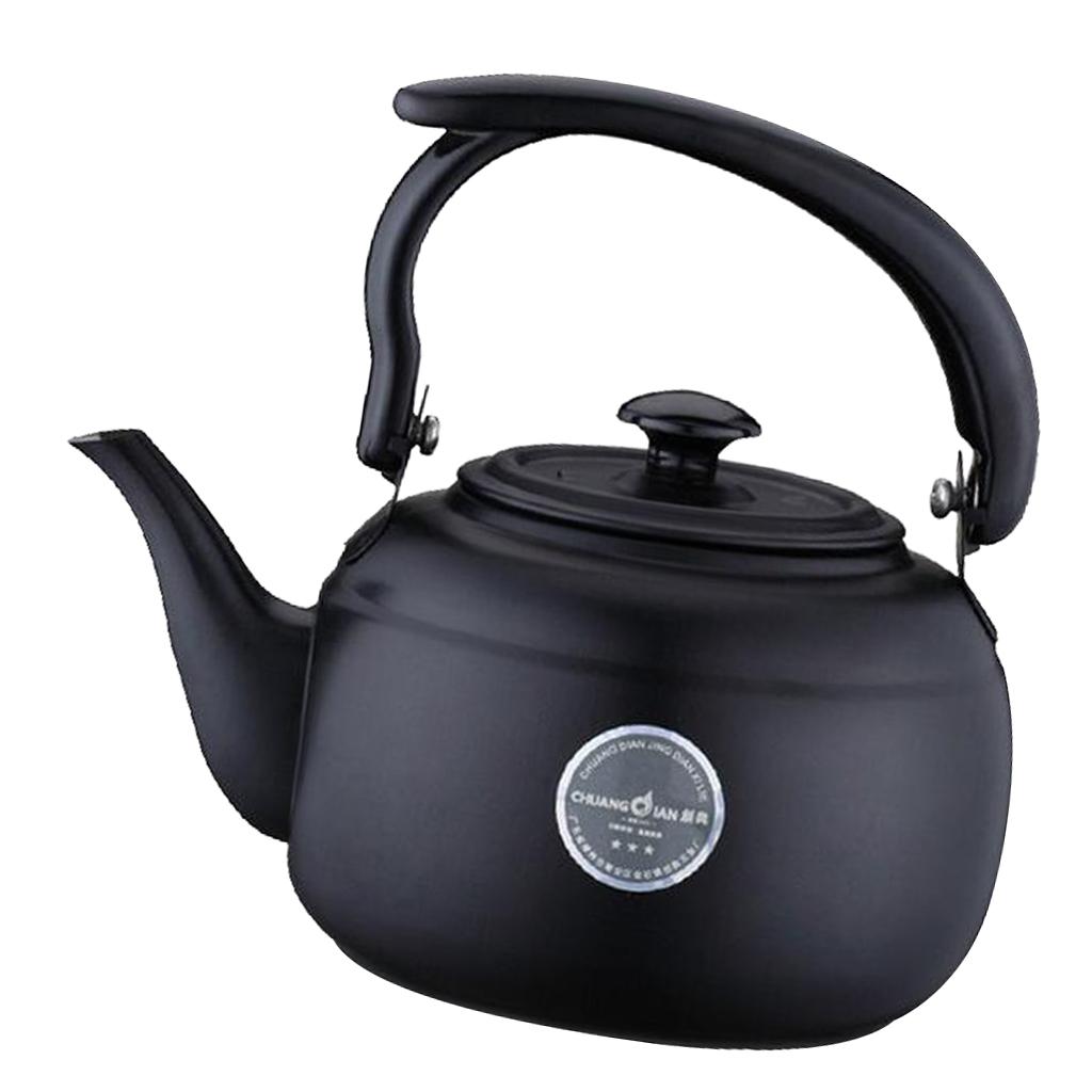 Teapot Kettle Stainless Steel 1L Tea Boiler Water Kitchen Black