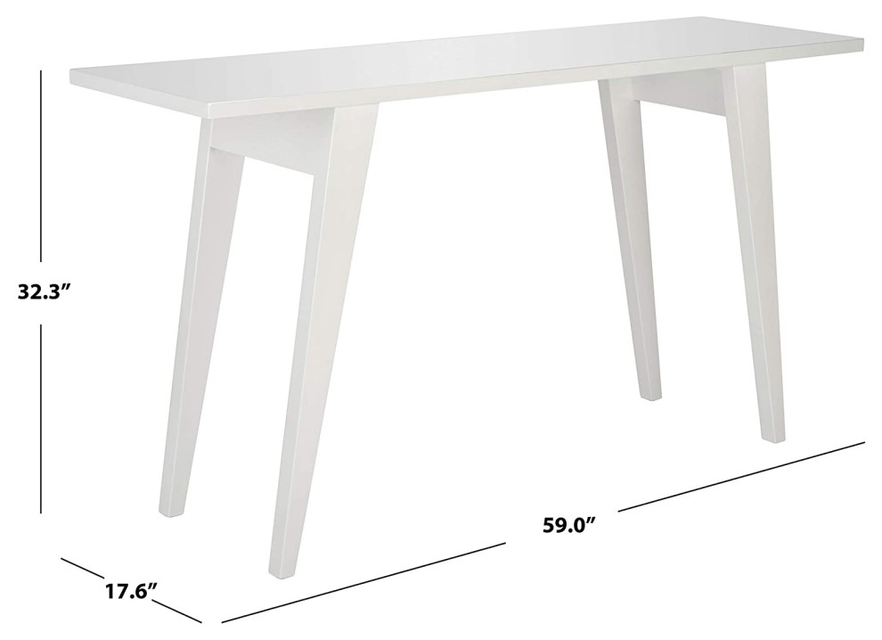 Mid Century Console Table  Sleek Design With Splayed Legs  White Lacquer Finish   Farmhouse   Console Tables   by Declusia  Houzz