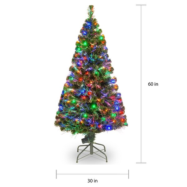 National Tree Company 5 ft. Fiber Optic Evergreen Tree with 150 Multi Lights in a 16inch Stand