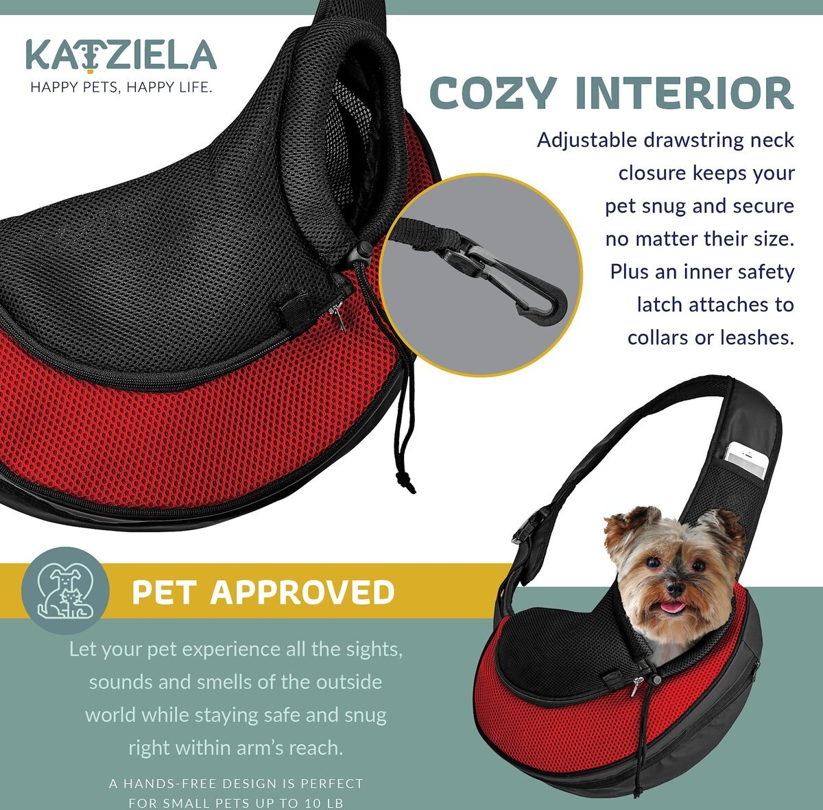 Katziela Expandable Sling Dog and Cat Carrier， Small