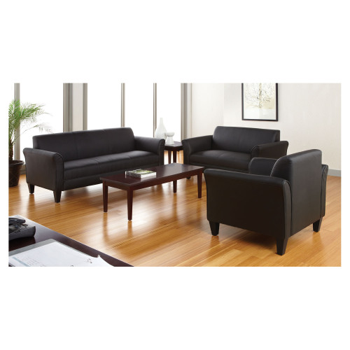 Alera Reception Lounge Furniture， 3-Cushion Sofa， 77w x 31.5d x 32h， Black (RL21LS10B)