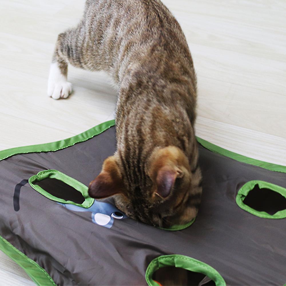 Hide And Seek Mouse Cat Toy 9 Holes Interactive Pet Cat Teaser Trainning With Bell Ball Folding Creative Multicolor