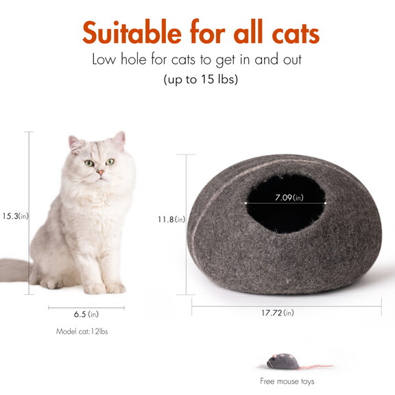 Cat Cave Bed  Handmade Wool Cat Bed Cave with Mous...