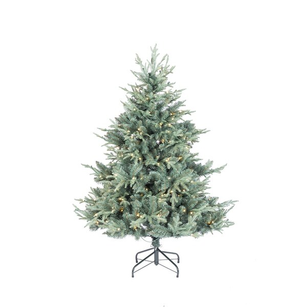 Lush 5 Foot Prelit Blue Spruce Christmas Tree with Mixed Tips