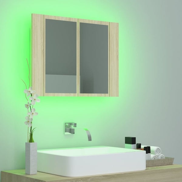 LED Bathroom Mirror Cabinet Sonoma Oak 23.6