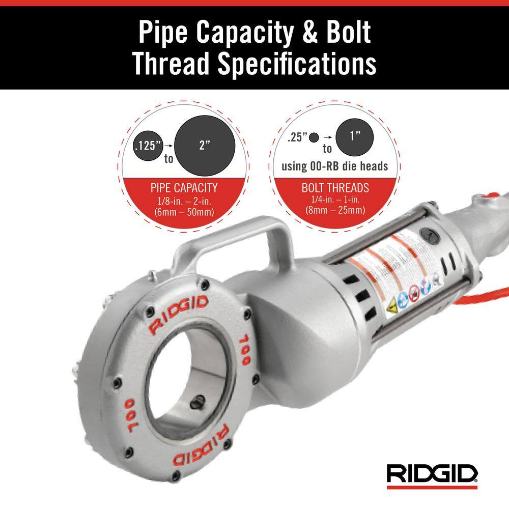 RIDGID 700 Power Drive Compact Handheld Heavy-Duty Pipe Threading Machine for 12-R Die Heads (Tool Only) 41935