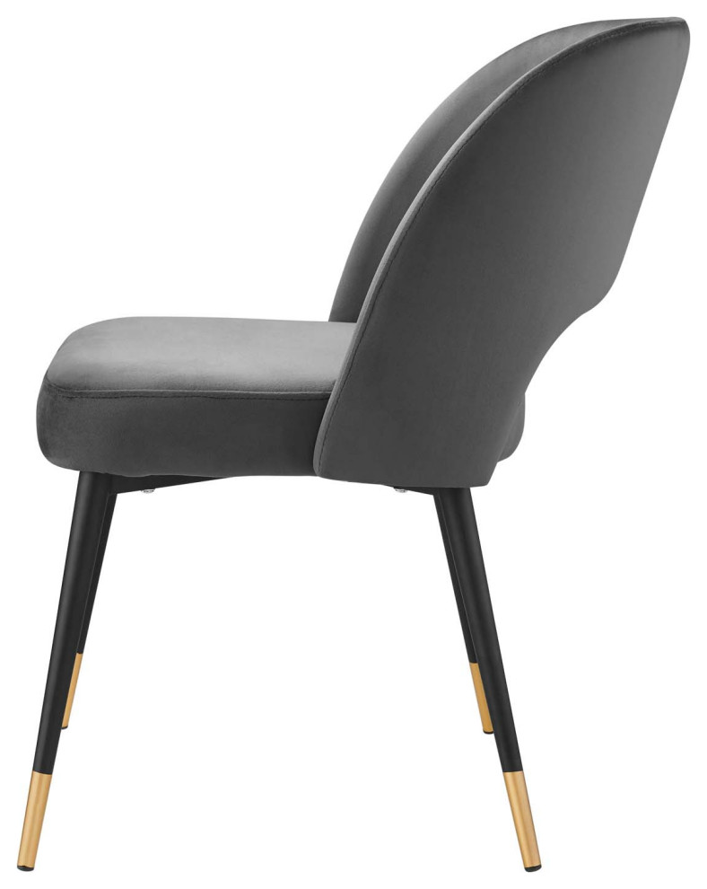 Side Dining Chair  Set of 2  Velvet  Dark Gray  Modern  Bistro Restaurant   Midcentury   Dining Chairs   by House Bound  Houzz