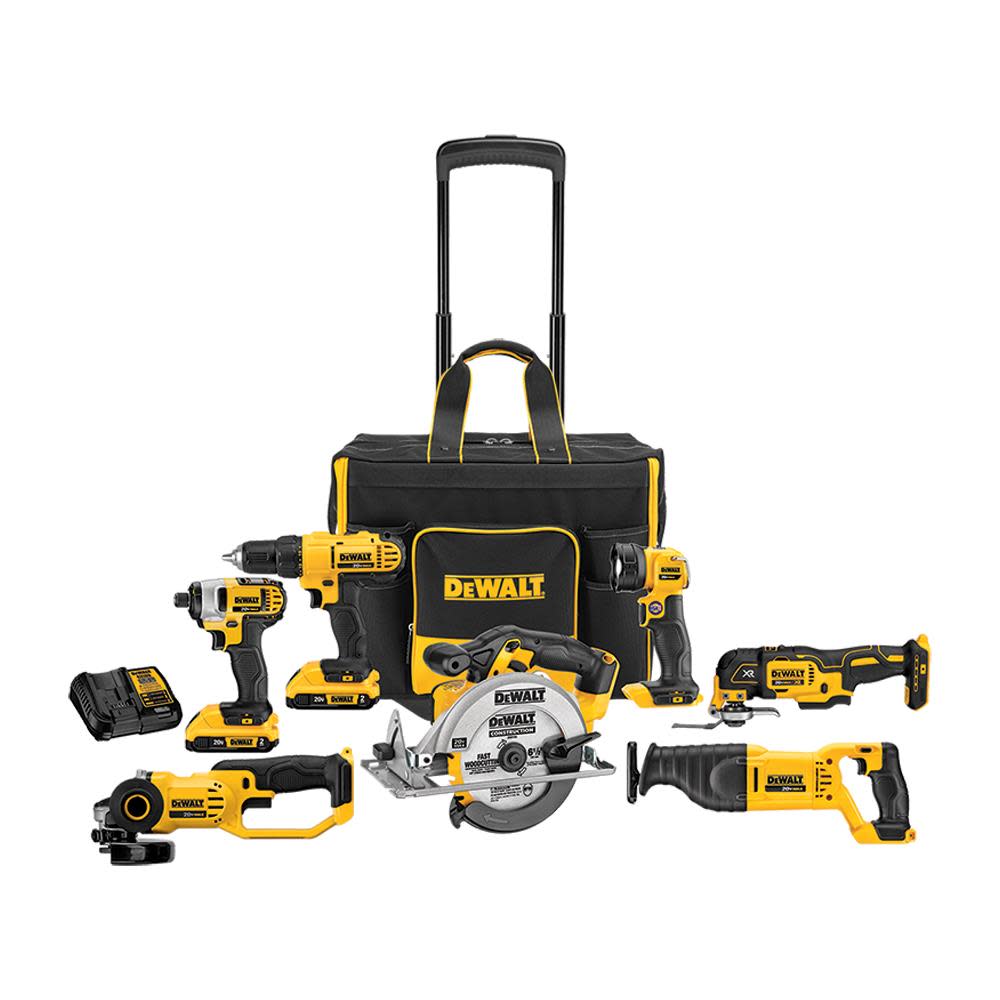 DEWALT 20V MAX Cordless 7-Tool Combo Kit With Large Rolling Contractor Bag DCKSS721D2 from DEWALT