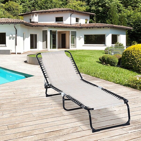 Outsunny Folding Chaise Lounge Chair Portable Lightweight Reclining Garden Sun Lounger with 4Position Adjustable Backrest