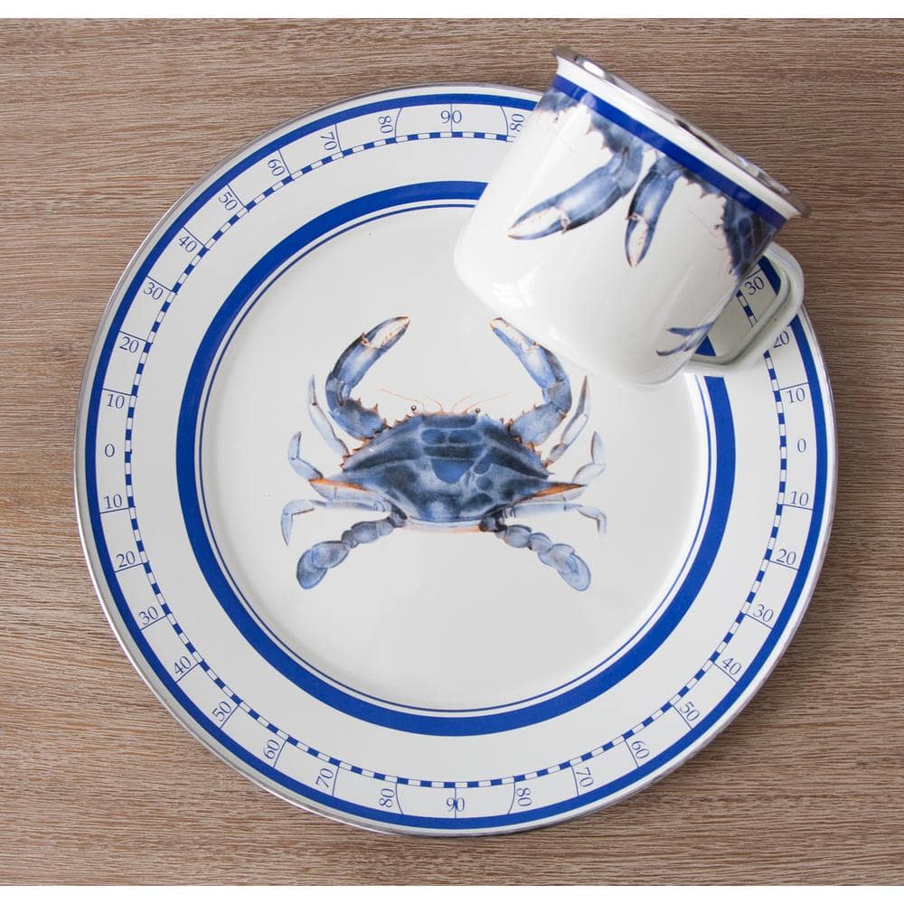 Golden Rabbit Blue Crab 3-cup Enamelware Salad Bowl Set of 4 SE61S4