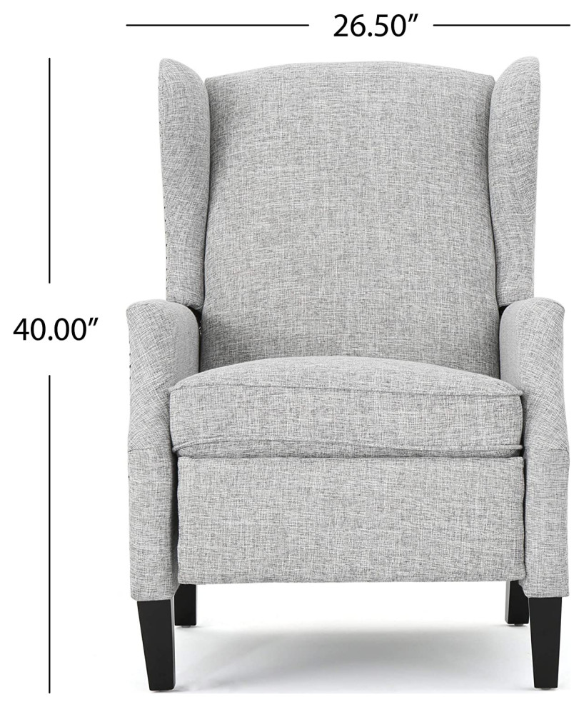 Set of 2 Recliner Chair  Wingback Design With Nailhead Trim Accents  Light Grey   Transitional   Recliner Chairs   by Declusia  Houzz