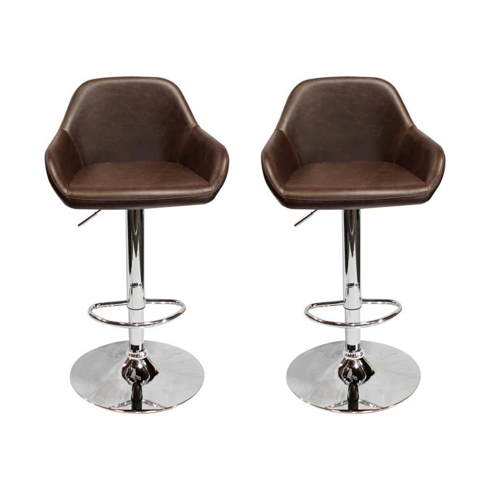 Best Master Furniture Happy Brown Adjustable Swivel Bar Stools (Set of 2) HY6334