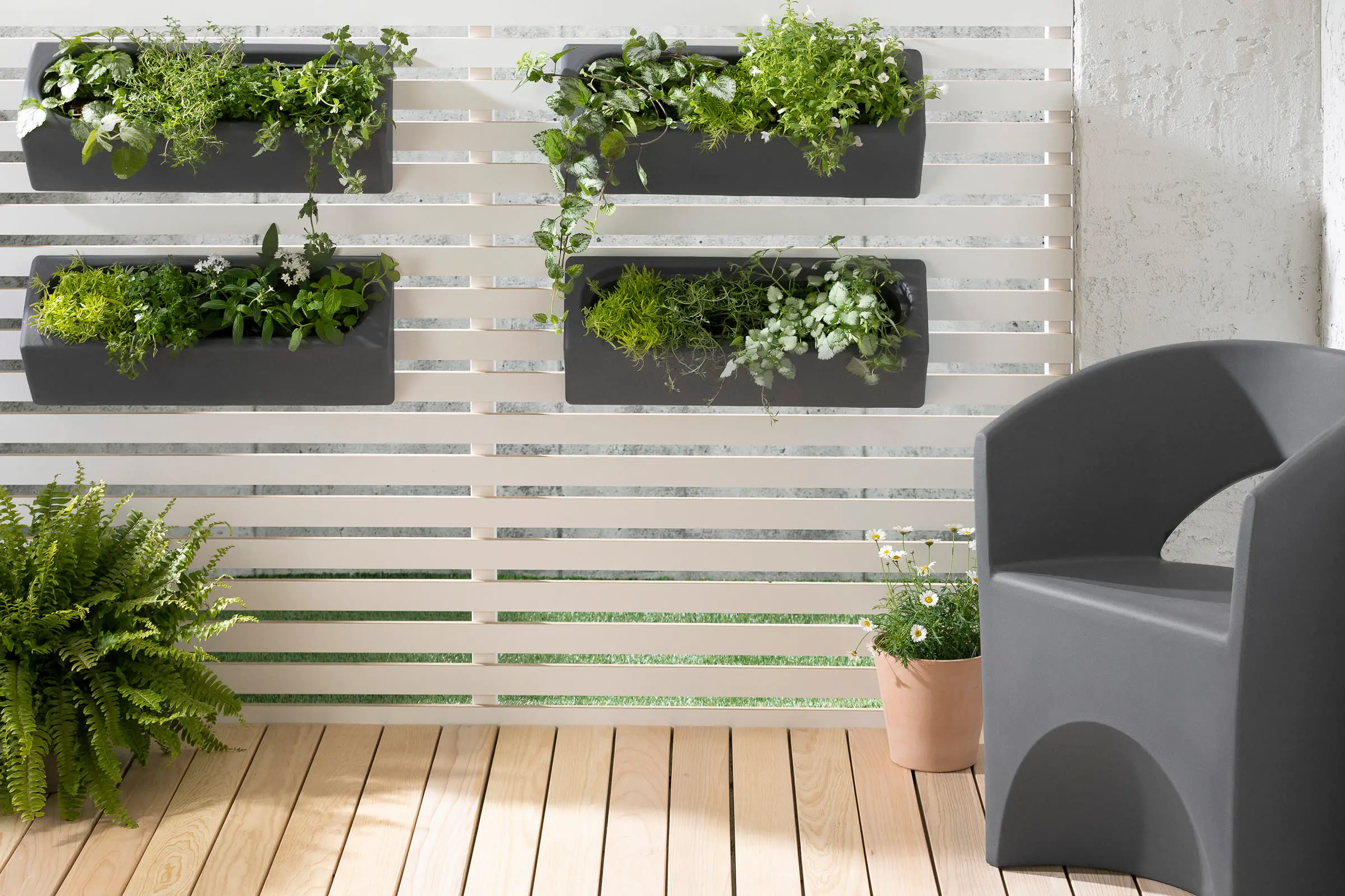 Dalya Set of 4 Dark Gray Outdoor Wall Planters - South Shore